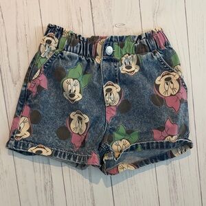 H& M Disney Minnie Mouse Patterned Denim Shorts